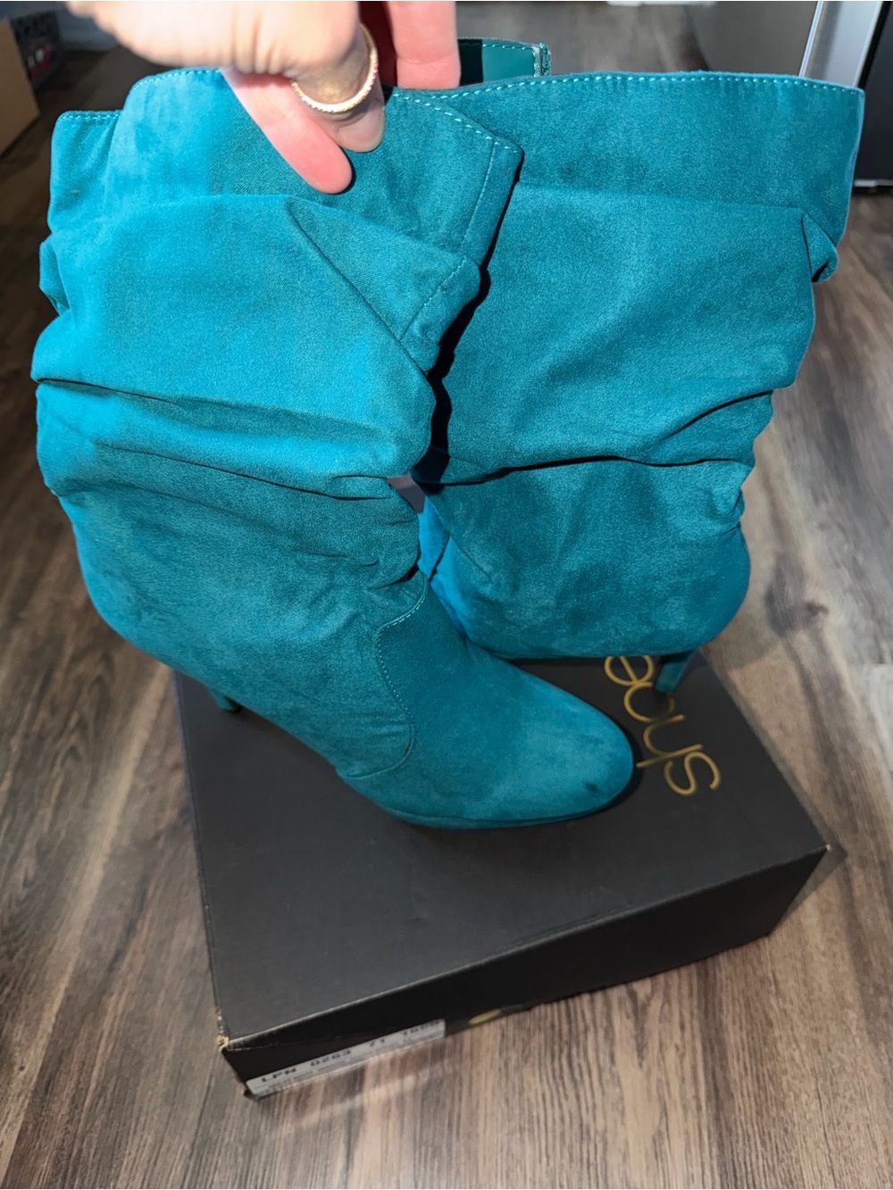 Shoe Dazzle Teal Slouchy Suede Knee Boots - Women